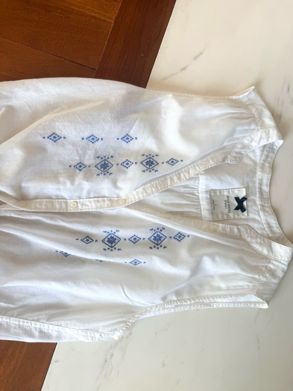 Gilly Hicks Shirt Sleeveless Tie-Front Tank Top Geometric Embroidery Size S - Picture 7 of 14